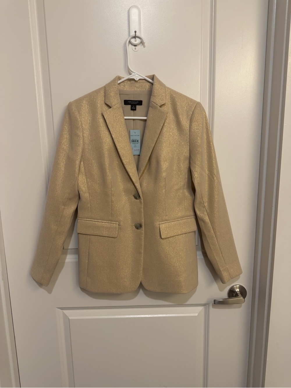 Ann Taylor Gold Shimmer Single-Breasted Blazer
